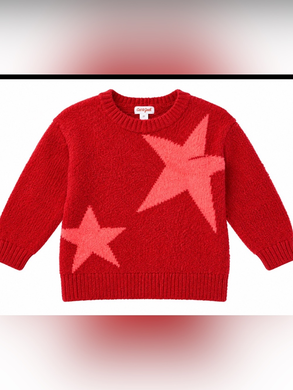 Cat & Jack Red Sweater with Pink Star Accents